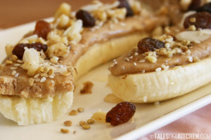 Slice a banana and serve with all natural almond butter for a quick carb fuel-up before workout