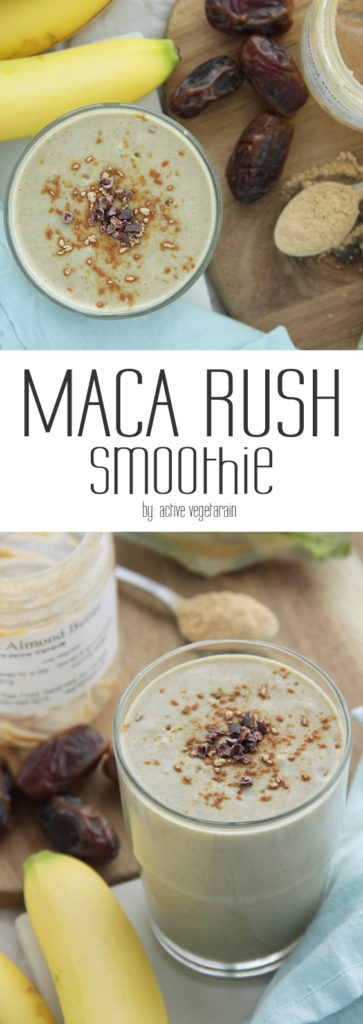 Today we are sharing a rich, creamy, perfectly sweet and nourishing post-workout smoothies – Maca Rush.