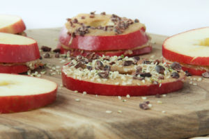 The apple provides carbohydrates and the almond butter and hemp provides protein and healthy fats.