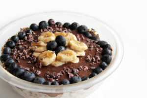 This chocolate banana trifle recipe is a great high protein vegan snack