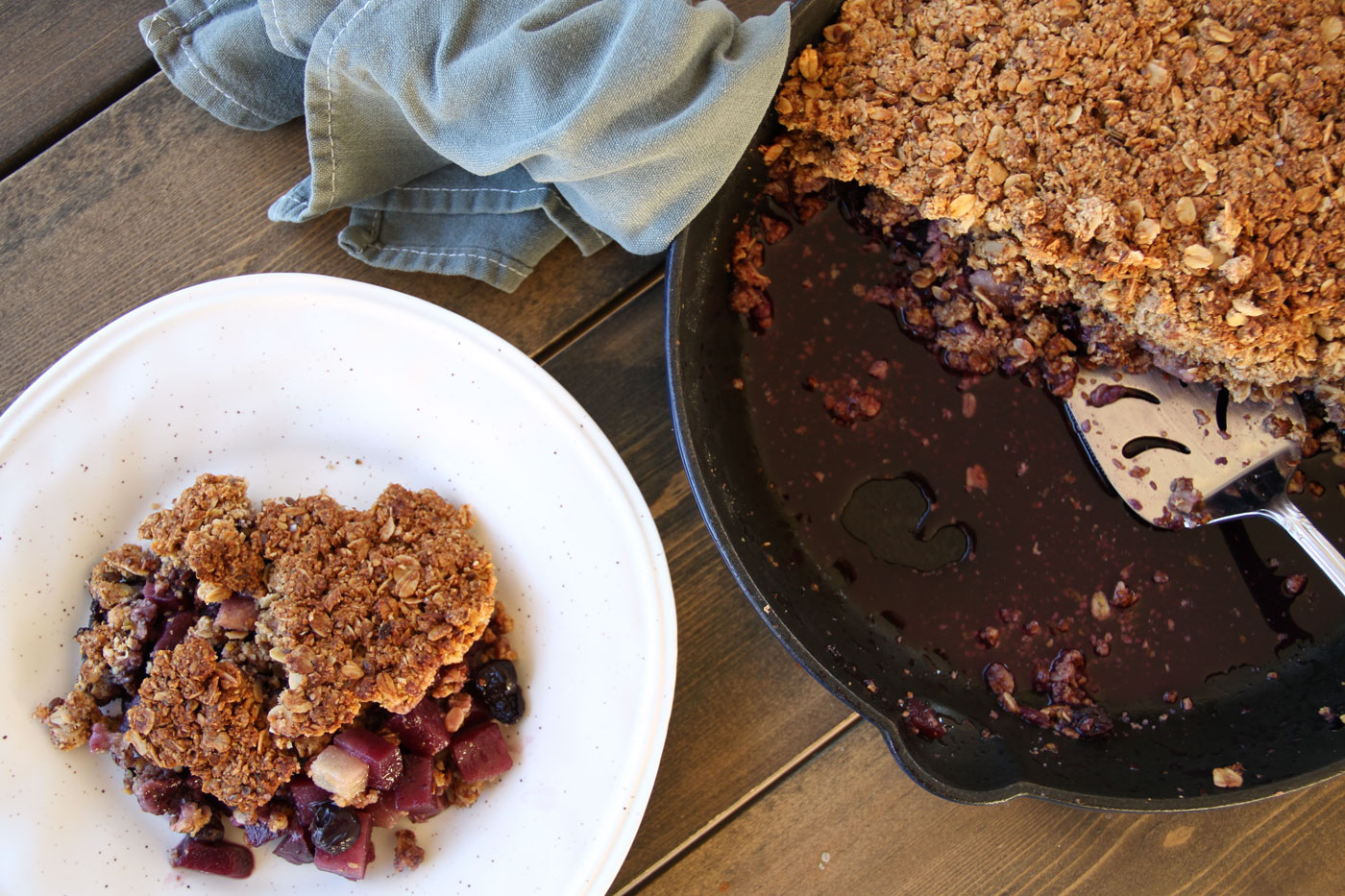 This is a fruit crumble made by Active Vegetarian