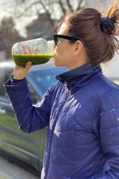 This is Nikki enjoying her post workout juice