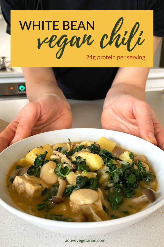 This is white bean chilli recipe made by Active Vegetarian