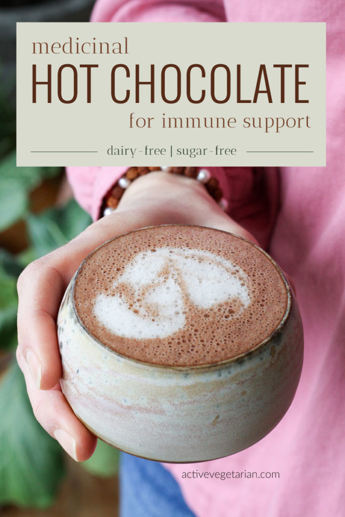 medicinal mushroom hot chocolate for Immune Support by Active Vegetarian 
