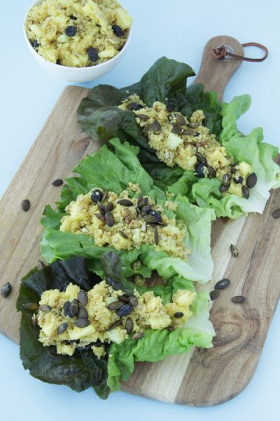 Curry Quinoa Lettuce Wraps By Active Vegetarian #raw #vegan #plantbased 3