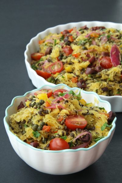 Greek Style Spaghetti Squash Pasta - #LowCarb, #GlutenFree, #Vegan 4